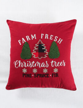 Red Farm Fresh Cotton 16X16 Inch Embroidery Christmas Cushion Cover