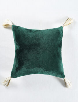 Green Snow White Soft Fur 16X16 Inch Embroidery Christmas Cushion Cover