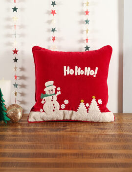 Red Hoho  Cotton 16X16 Inch Embroidery Christmas Cushion Cover