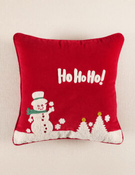 Red Hoho  Cotton 16X16 Inch Embroidery Christmas Cushion Cover