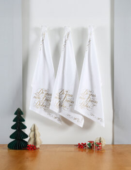 White Damn Dishes Cotton 18X26 Inch Set Of 3 Christmas Kitchen Towel