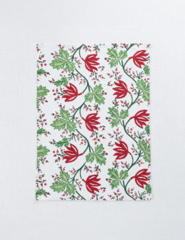 Red Green Lotus Bale Cotton 18X26 Inch Set Of 3 Christmas Kitchen Towel