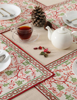 Red On White Jungle Love Cotton 13X19 Inch  Set Of 6 Christmas Placemat