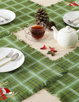 Green Merry Christmas Cotton 13X19 Inch  Set Of 6 Christmas Placemat