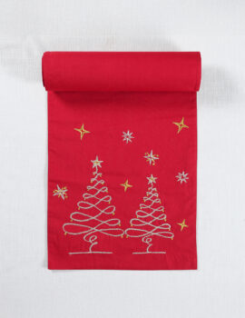 Red X Mas Star Cotton 14×70 Inch Christmas Runner