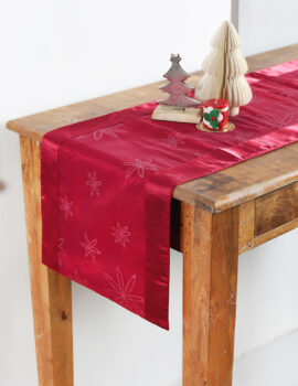 Red Shimmer Love Tissue Cotton 14×70 Inch Christmas Runner