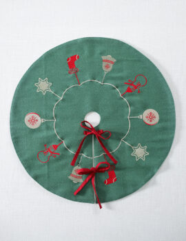 Green Jingle Bell Felt 22 Inch Dia Tree Skirt