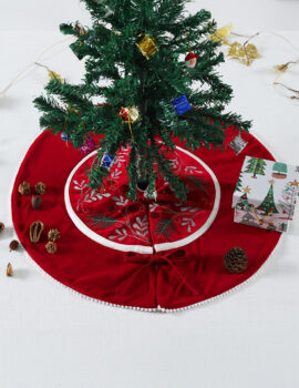 Red Silver Gloom Cotton Velvet 22 Inch Dia Tree Skirt