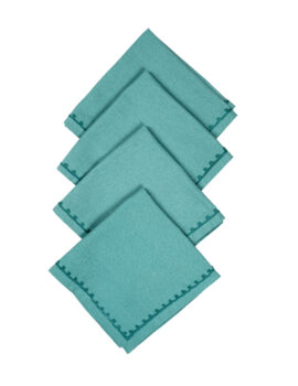 Teal Cotton Wine Embroidery 10×10 Inch Napkin Set Of 4