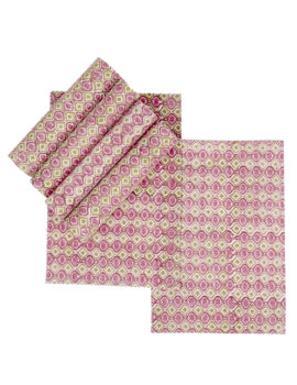 Pink Poly Cotton Ozee Pattern 13×19 Inch Placemat Set Of 6