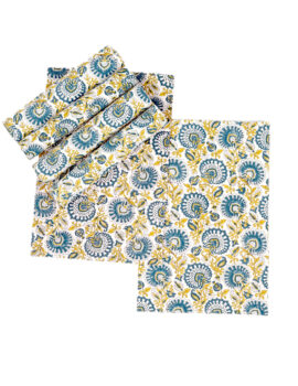 Yellow Poly cotton Floral Printed 13×19 Inch Placemat Set Of 6