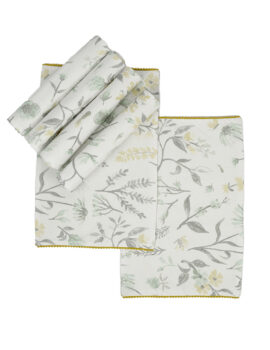 Off White Cotton Leaf Printed 13×19 Inch Placemat Set Of 4