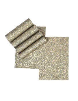 Grey Cotton Gold Leaf Printed 13×19 Inch Placemat Set Of 6