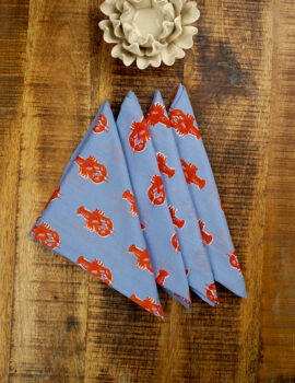 Orange Voile Lobaster Pattern 16×16 Inch Napkin Sets Of 4