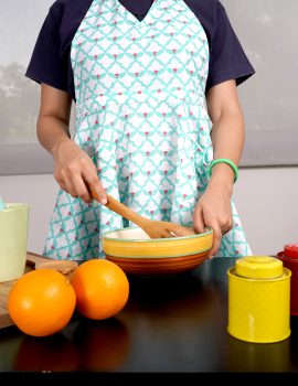 White and Blue Geometric Cotton Apron