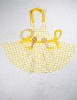 White Geometric Cotton Apron