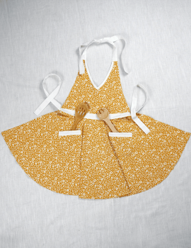 Yellow Floral Cotton adjustable Apron