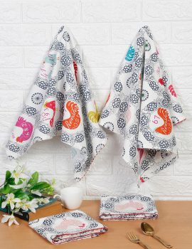 Multicolour printed cotton kitchen towel