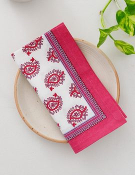 Pink cotton table napkin set of 6