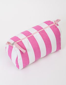 Pink cotton makeup pouch