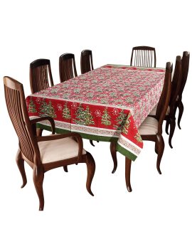 Red printed 4 seater dining table cover