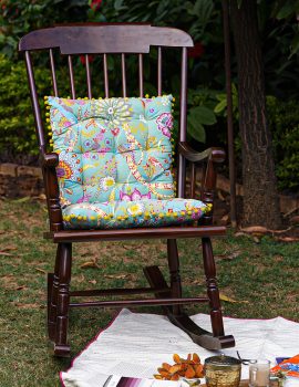 Green floral chairpad/ floor cushion