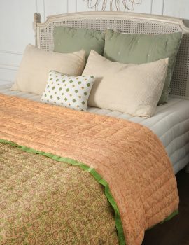 Block printed queen bed reversible quilt- queen